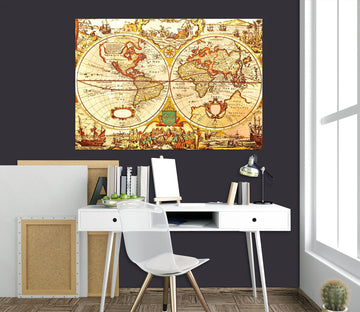 3D Golden World 123 World Map Wall Sticker Wallpaper AJ Wallpaper 2 