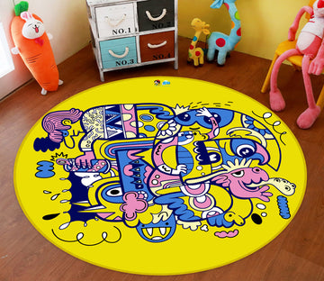 3D Cartoon Pattern 81207 Round Non Slip Rug Mat