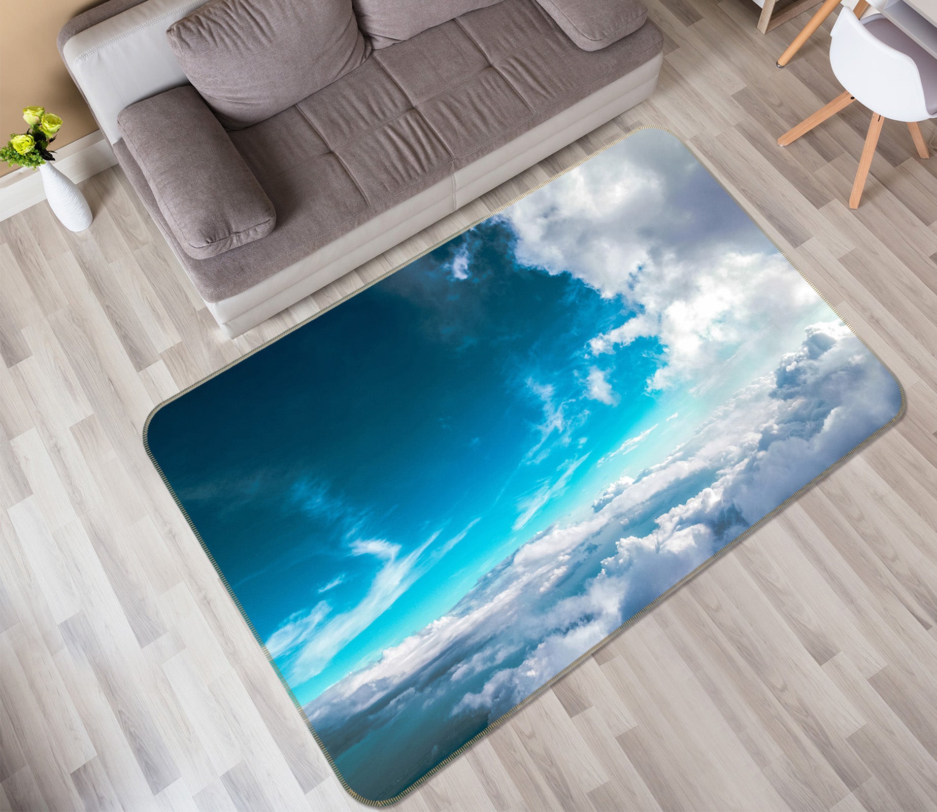 3D Sky White Clouds 65108 Non Slip Rug Mat