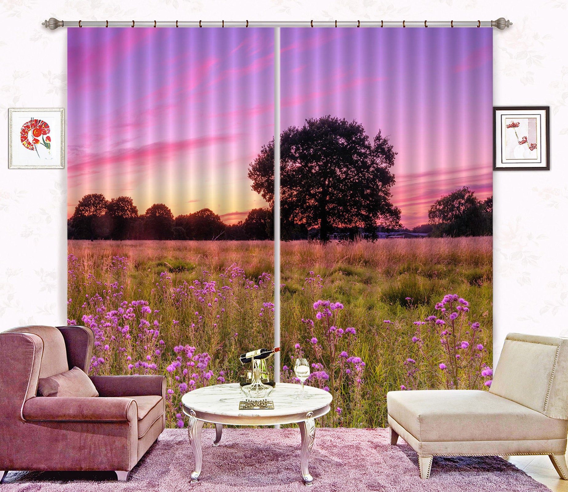 3D Prairie Flower 059 Assaf Frank Curtain Curtains Drapes