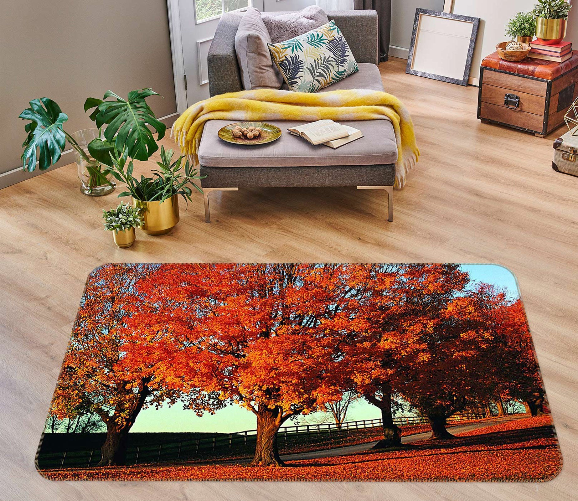3D Red Woods 76022 Non Slip Rug Mat