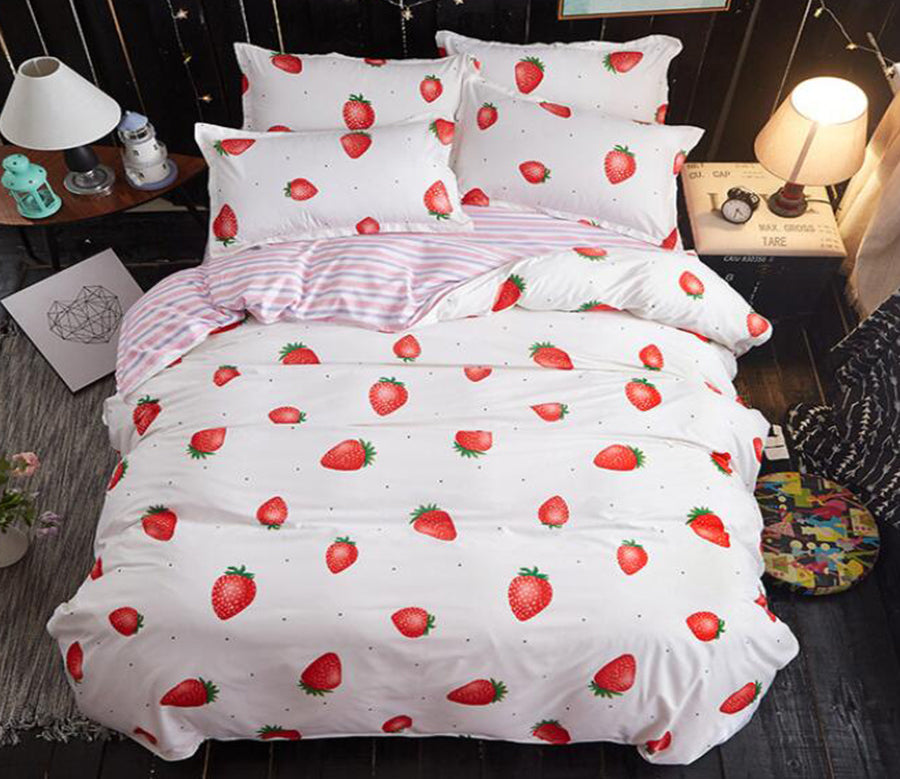 3D Strawberry Pattern 12173 Bed Pillowcases Quilt