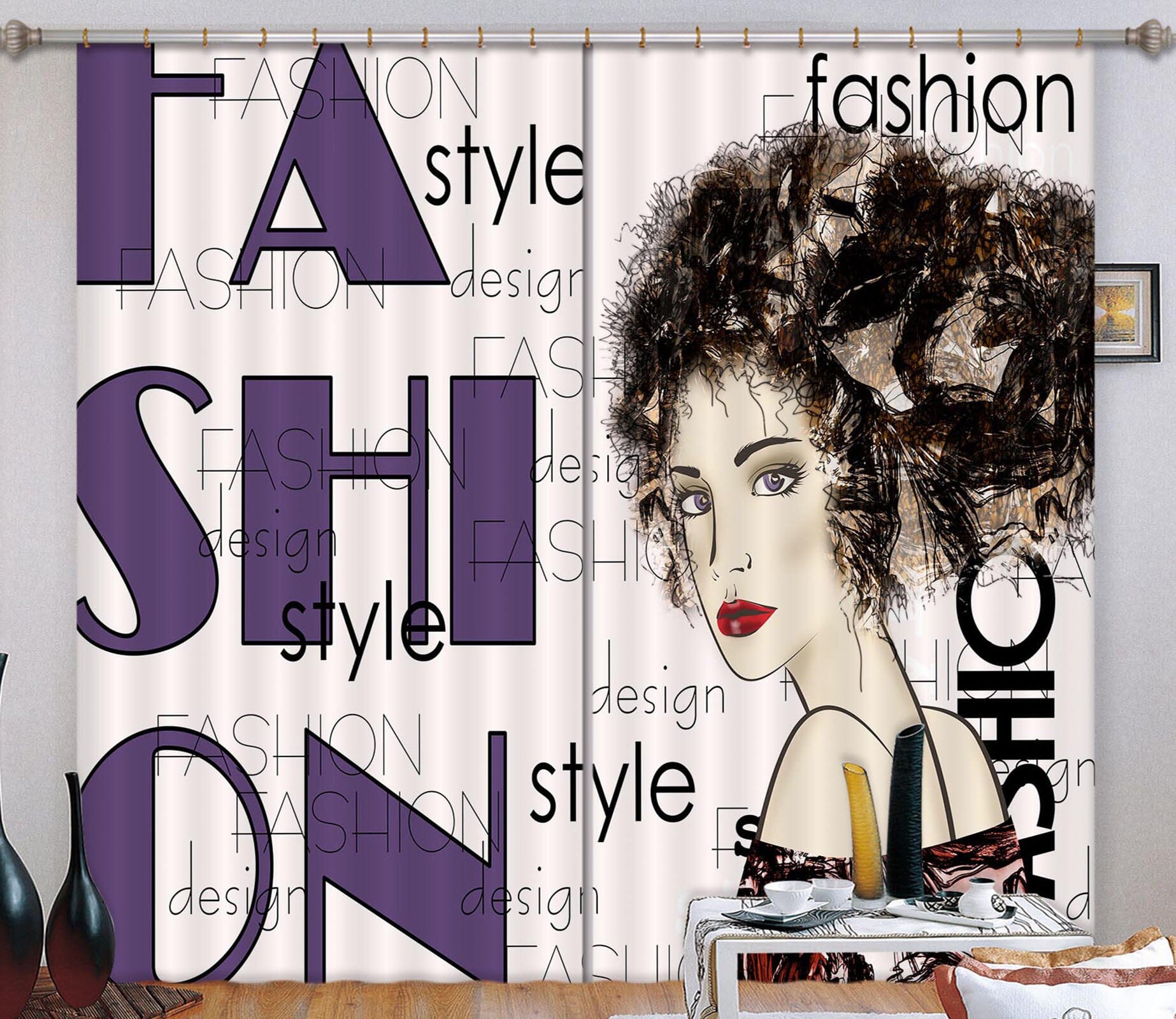 3D Fashion Girl 120 Curtains Drapes Wallpaper AJ Wallpaper 