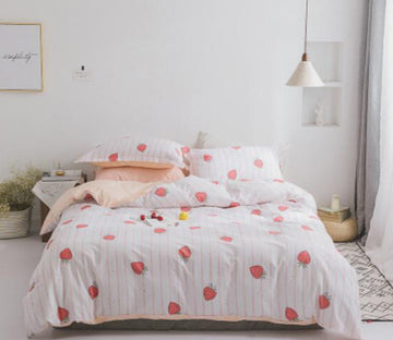 3D Strawberry 20344 Bed Pillowcases Quilt