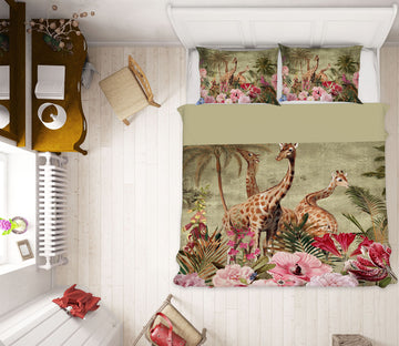 3D Giraffe Flower Bush 18153 Uta Naumann Bedding Bed Pillowcases Quilt