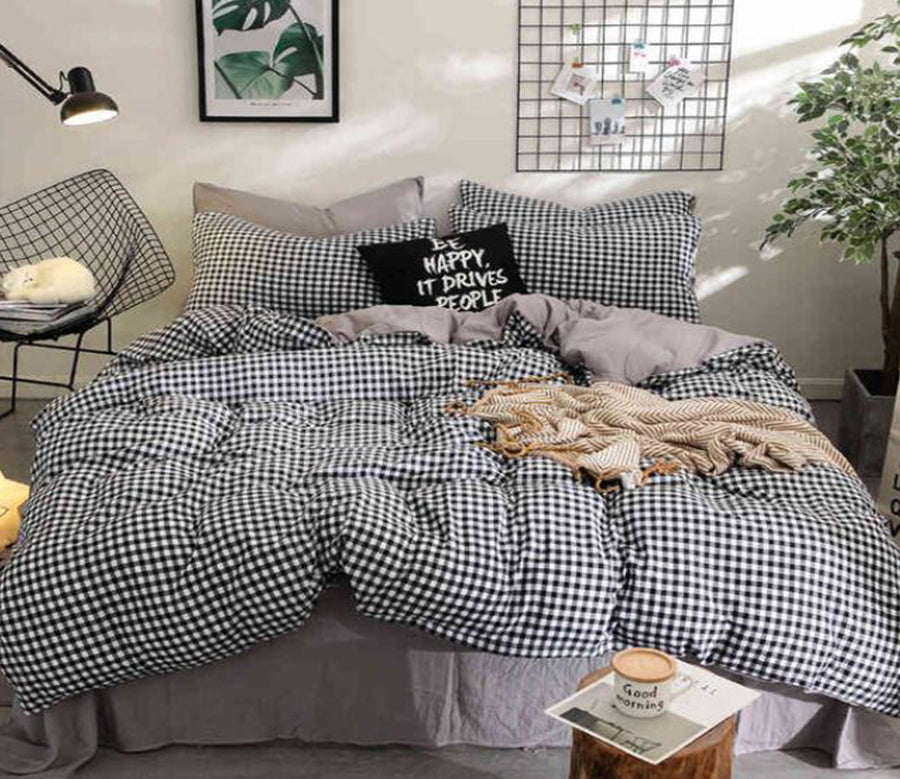 3D Black And White Grid 7006 Bed Pillowcases Quilt