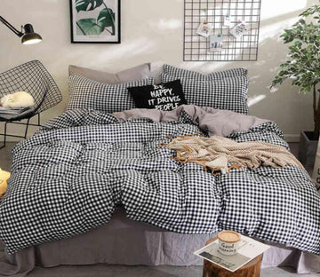 3D Black And White Grid 7006 Bed Pillowcases Quilt
