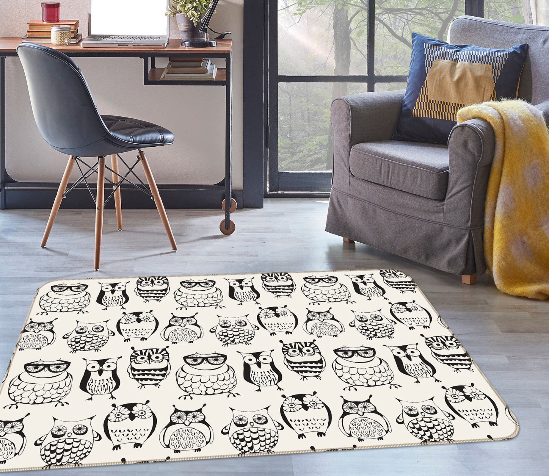 3D Owl Pattern 35052 Non Slip Rug Mat