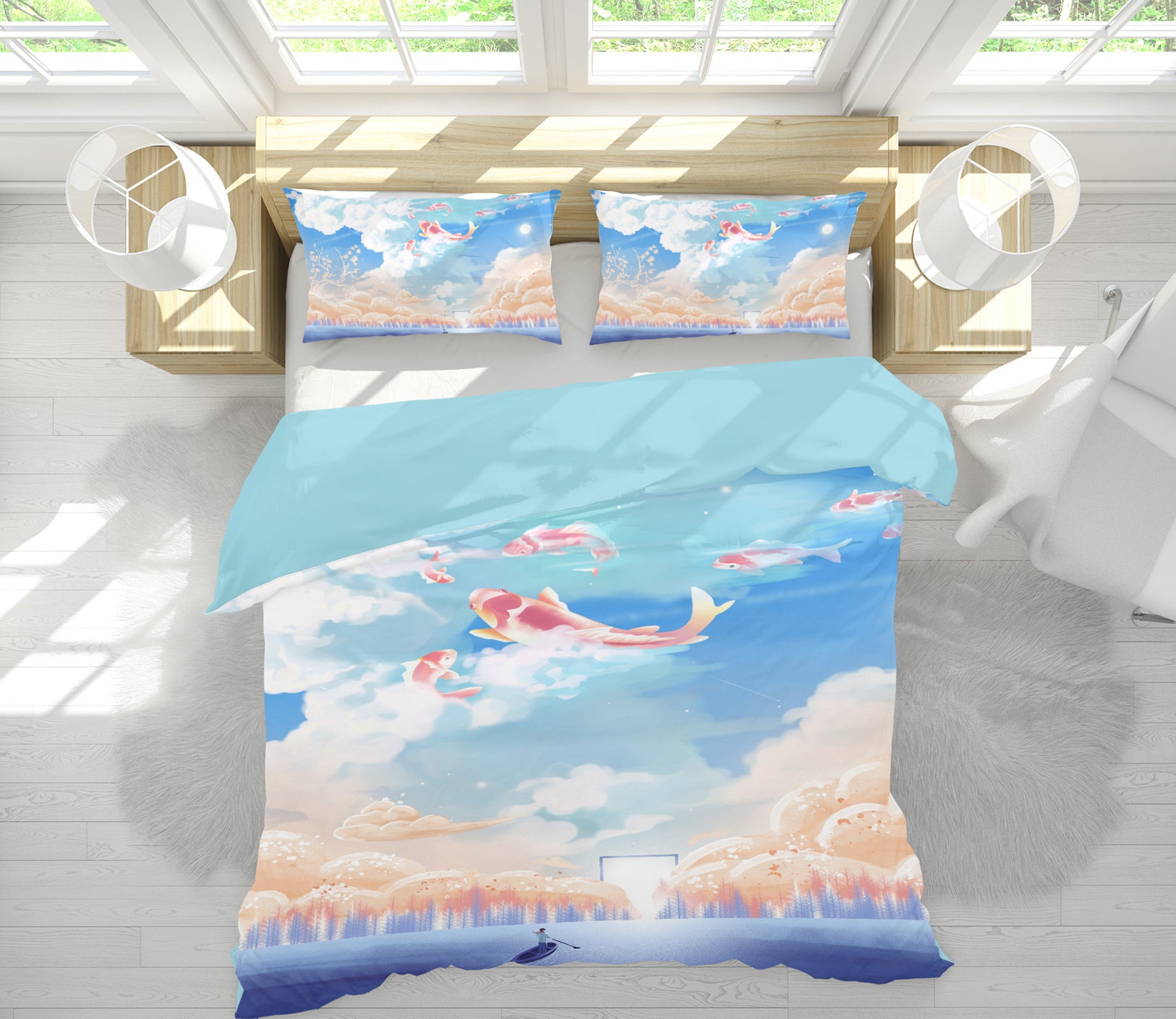 3D Sea Of Clouds Fish 13107 Bed Pillowcases Quilt