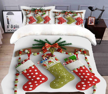 3D Christmas Stocking 45149 Christmas Quilt Duvet Cover Xmas Bed Pillowcases