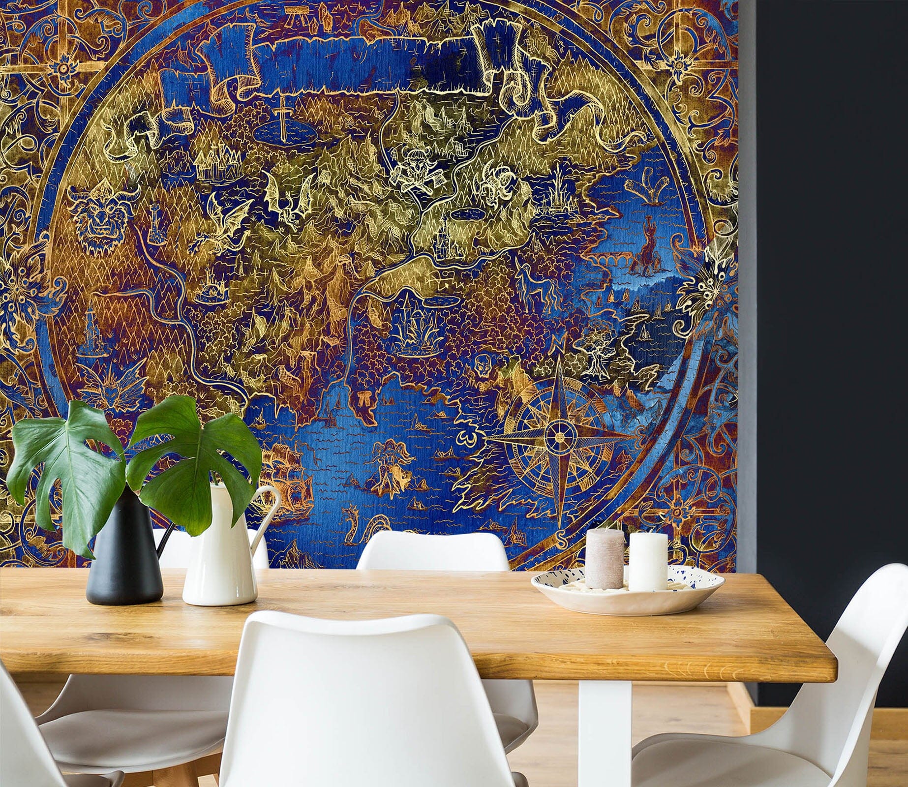 3D Gold Pattern 2151 World Map Wall Murals Wallpaper AJ Wallpaper 2 