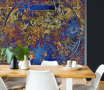 3D Gold Pattern 2151 World Map Wall Murals Wallpaper AJ Wallpaper 2 
