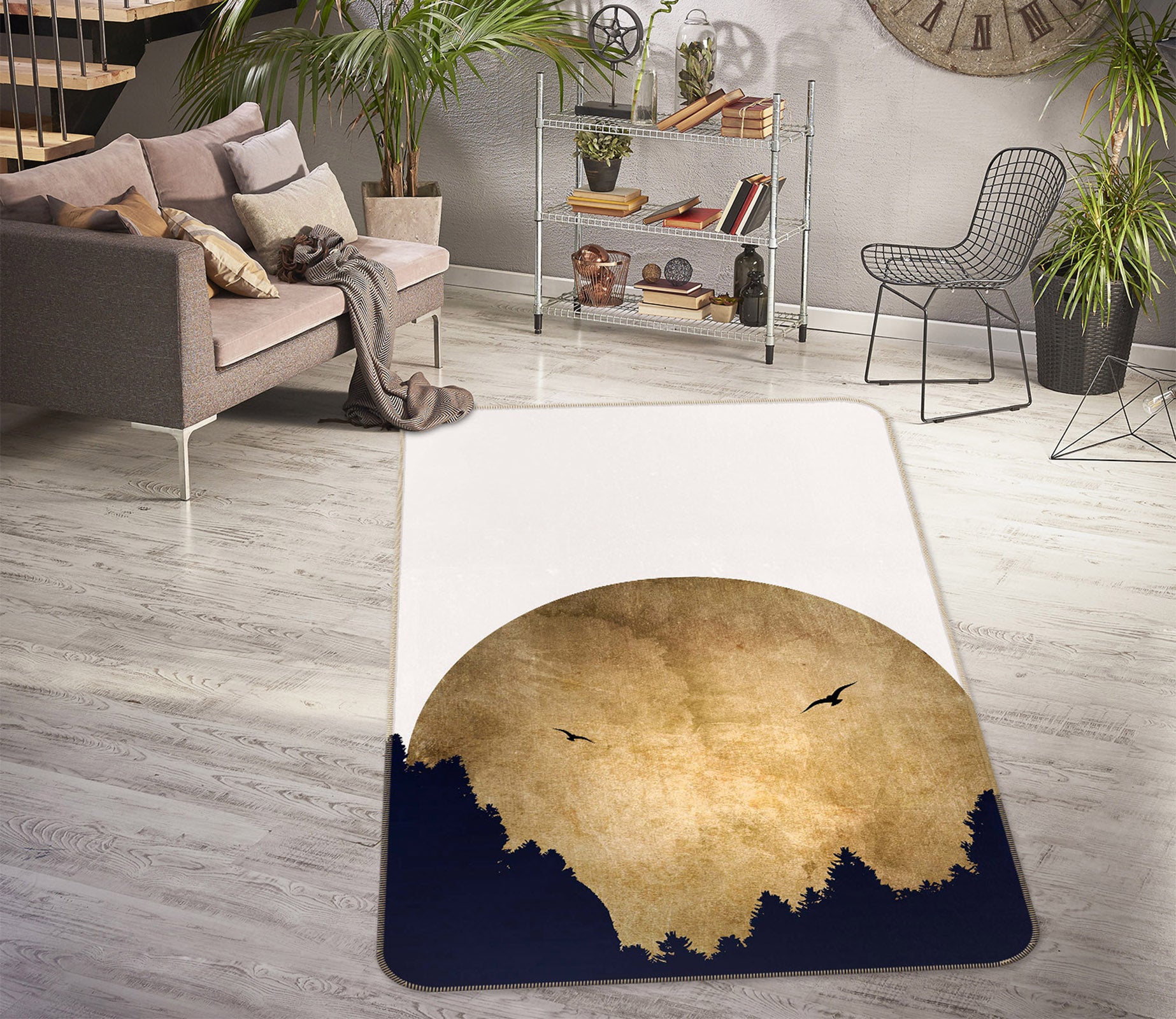 3D Moon Forest 1132 Boris Draschoff Rug Non Slip Rug Mat