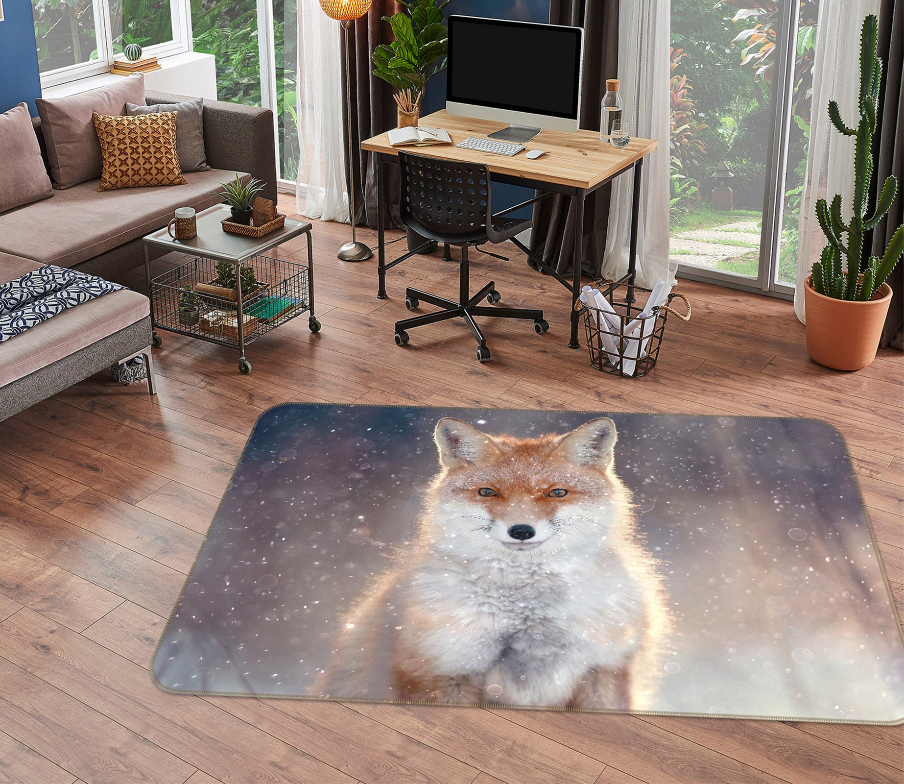 3D Fox Snow 38102 Animal Non Slip Rug Mat