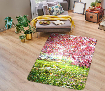 3D Grass Pink Tree 76162 Non Slip Rug Mat