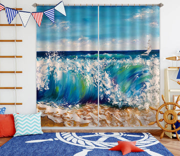 3D Painted Waves 381 Skromova Marina Curtain Curtains Drapes