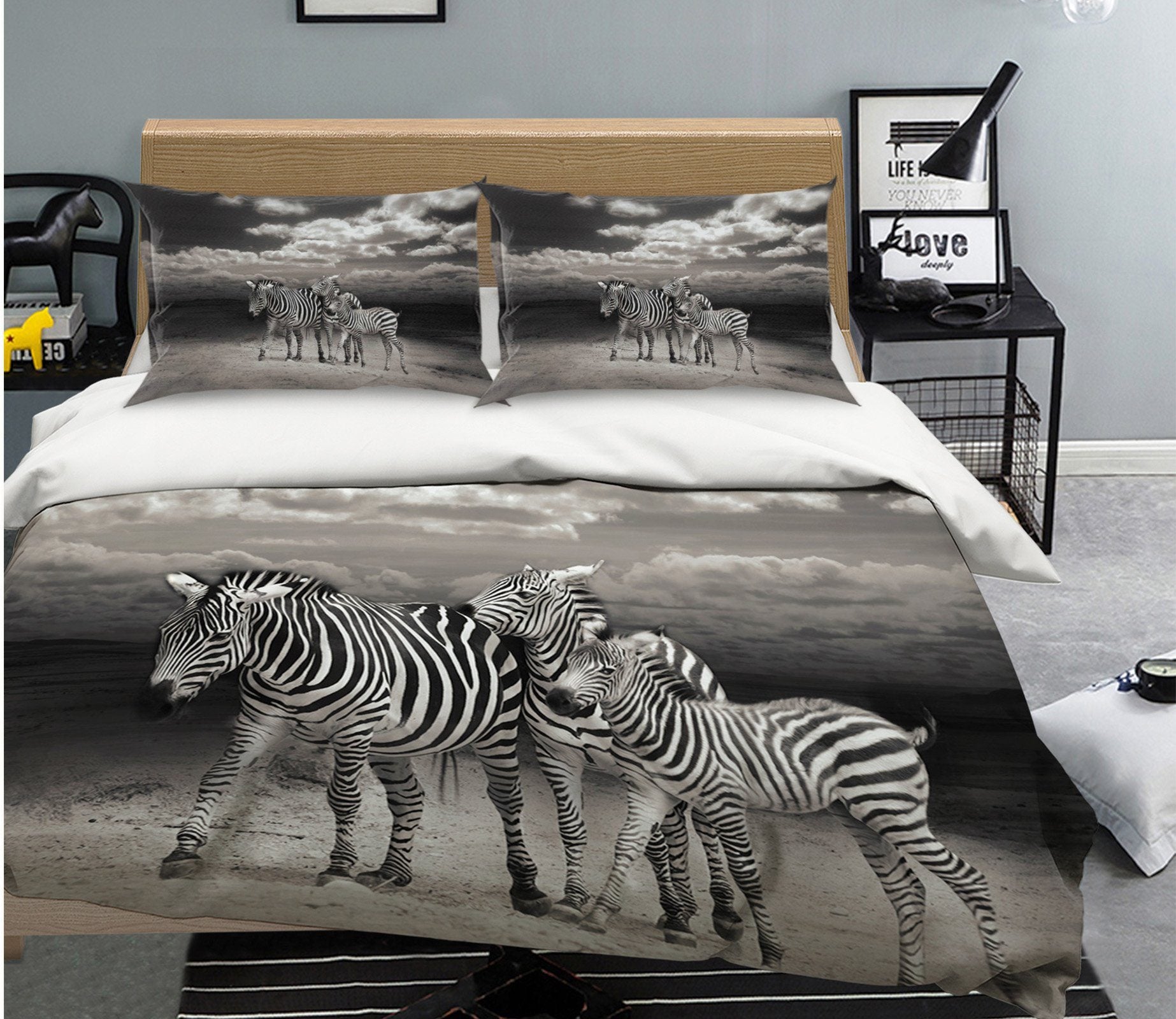 3D Zebra Family 2015 Bed Pillowcases Quilt Quiet Covers AJ Creativity Home 