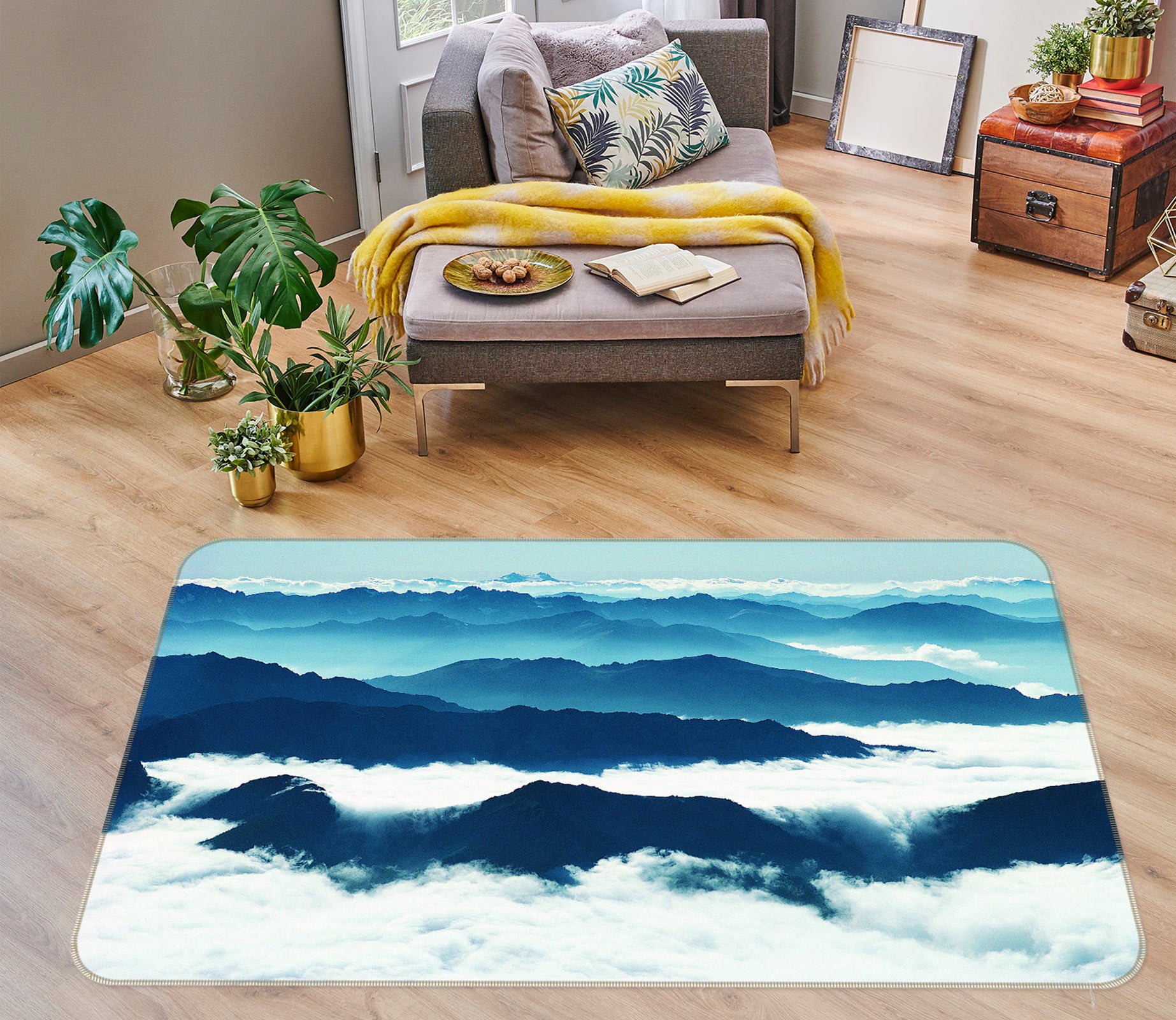 3D Mountain Cloud 75275 Non Slip Rug Mat