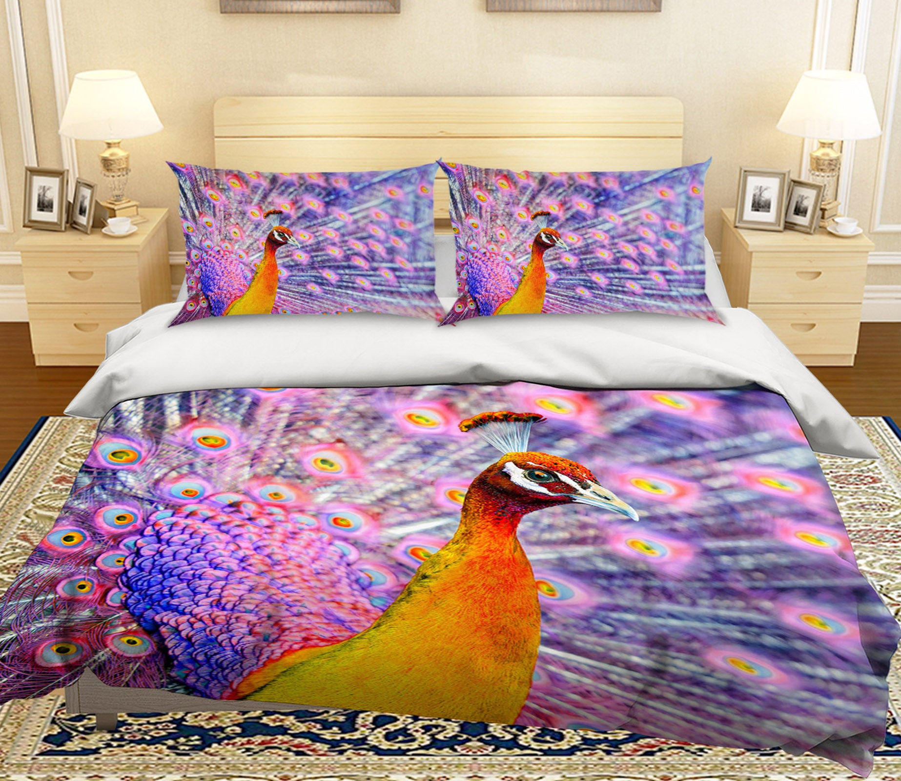3D Purple Peacock 098 Bed Pillowcases Quilt