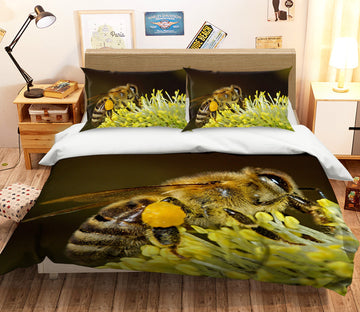 3D Bee Flower 022 Bed Pillowcases Quilt