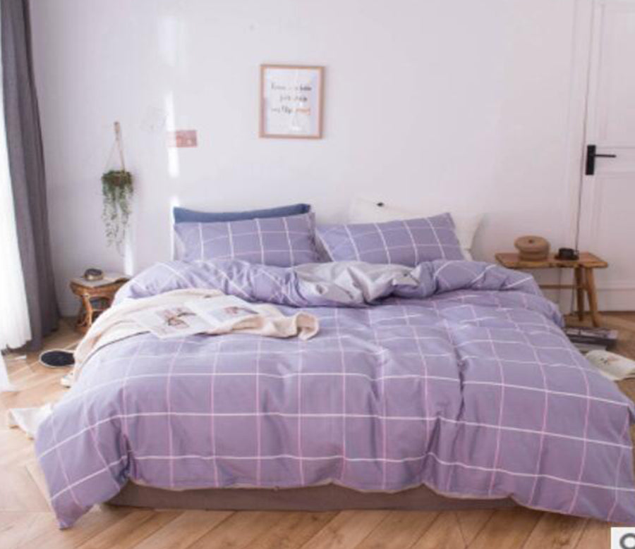 3D Light Purple Square 15163 Bed Pillowcases Quilt