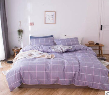 3D Light Purple Square 15163 Bed Pillowcases Quilt