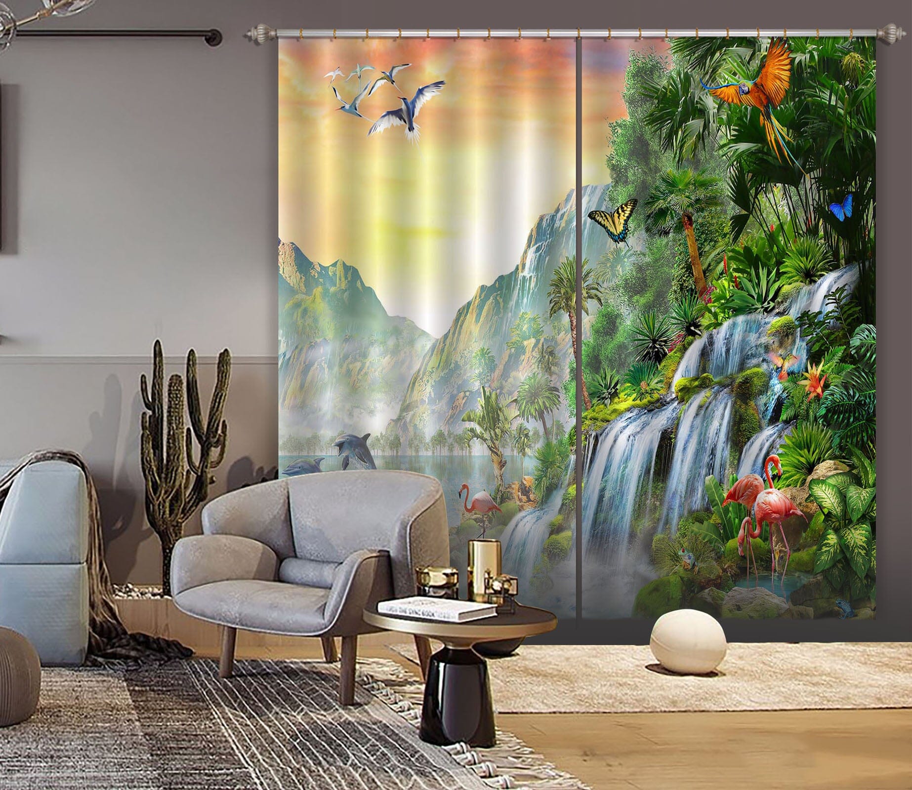 3D Canyon Waterfall 055 Adrian Chesterman Curtain Curtains Drapes Curtains AJ Creativity Home 