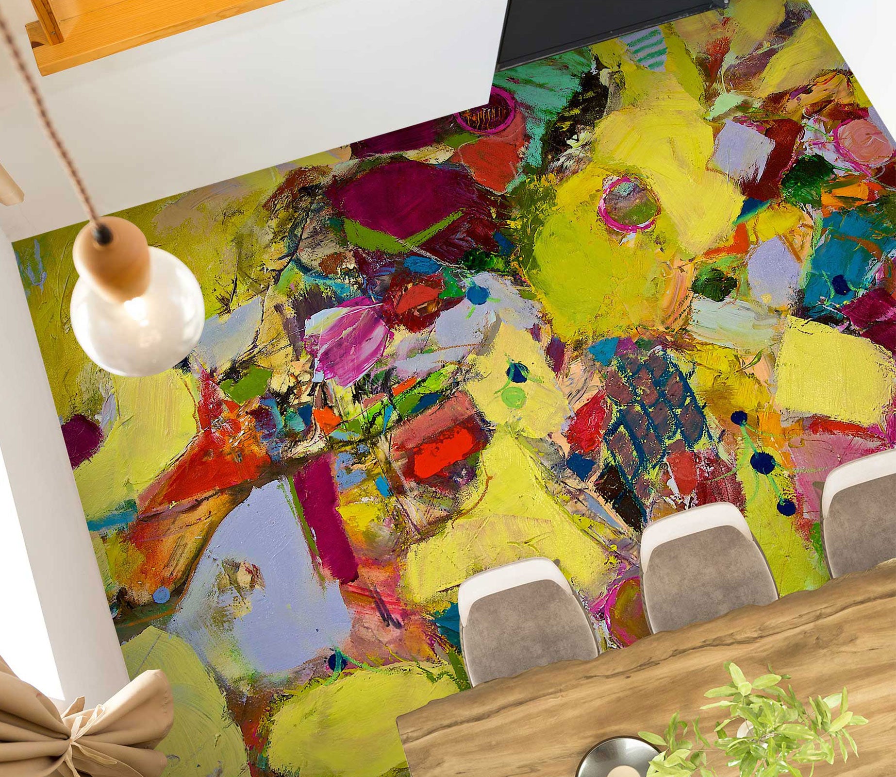 3D Yellow Color Brush Paint 9632 Allan P. Friedlander Floor Mural
