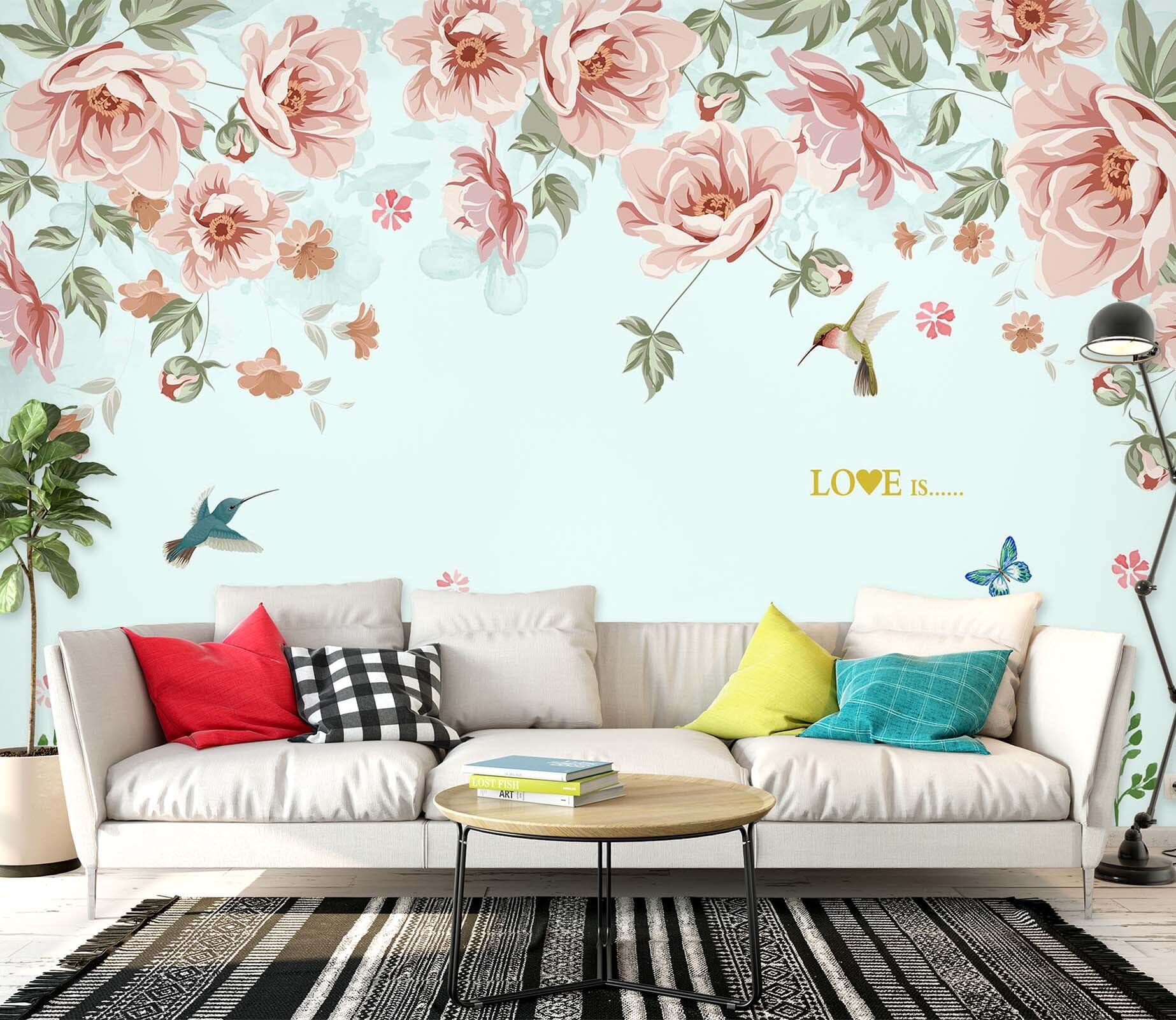 3D Flowers Birds 2061 Wall Murals Wallpaper AJ Wallpaper 2 