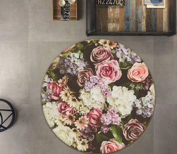3D Flower Bush 29017 Round Non Slip Rug Mat