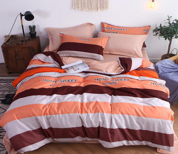 3D Orange Brown Stripes 13049 Bed Pillowcases Quilt