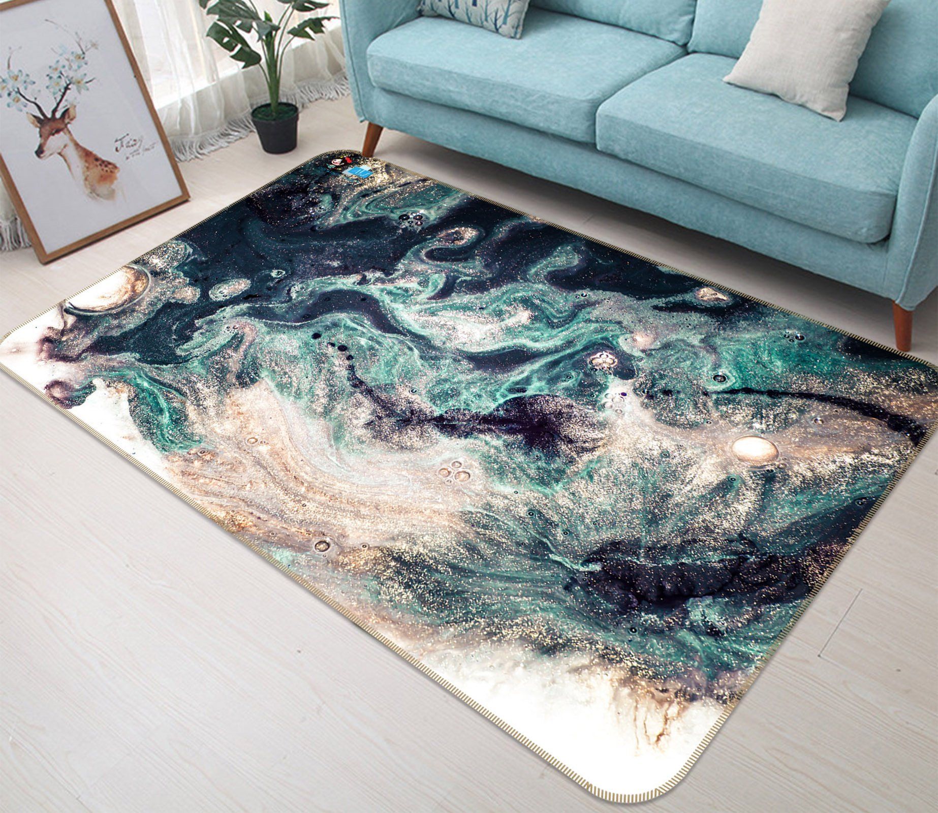 3D Green Quicksand 54 Non Slip Rug Mat Mat AJ Creativity Home 