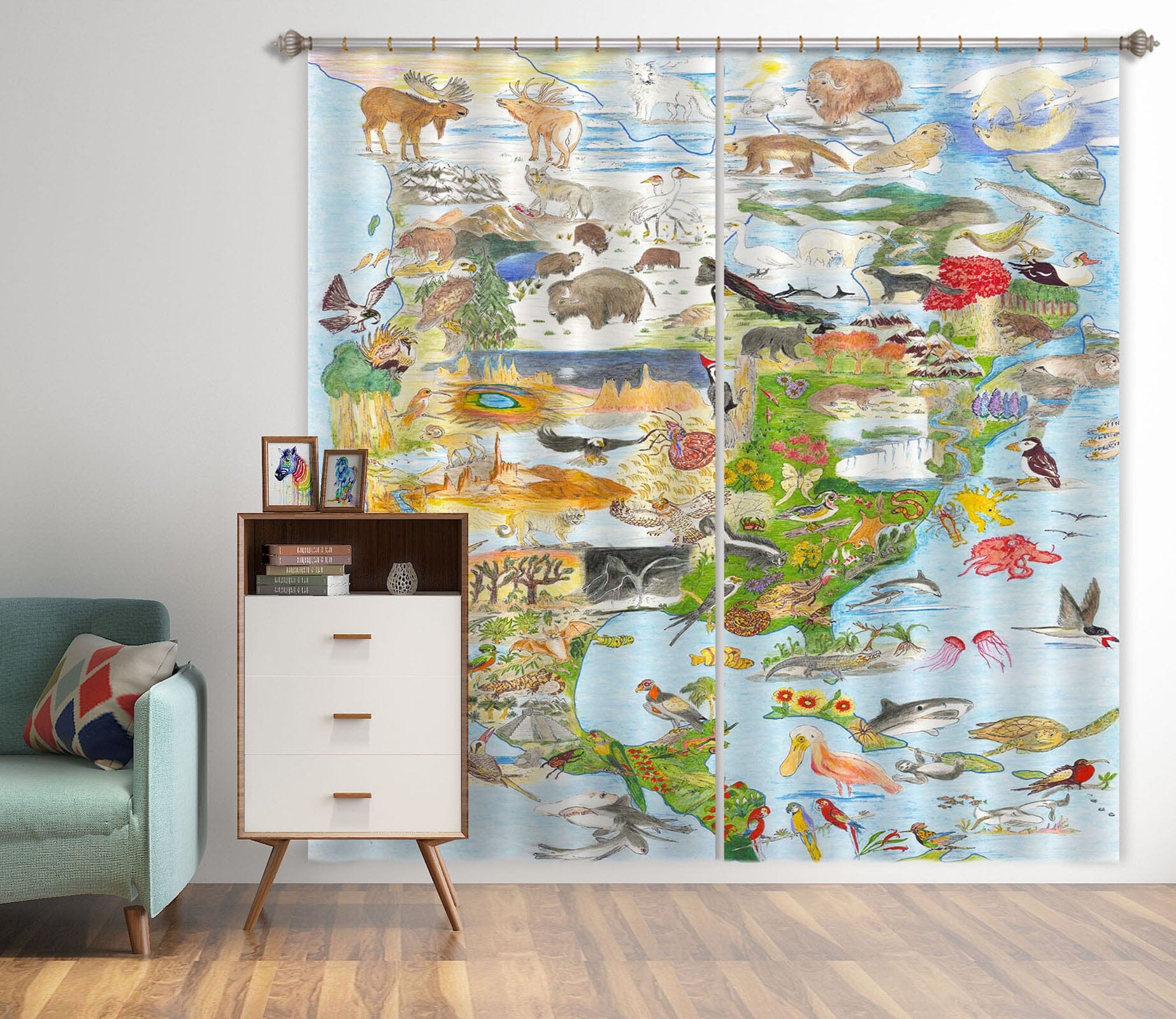 3D Animal Family 053 Michael Sewell Curtain Curtains Drapes Curtains AJ Creativity Home 