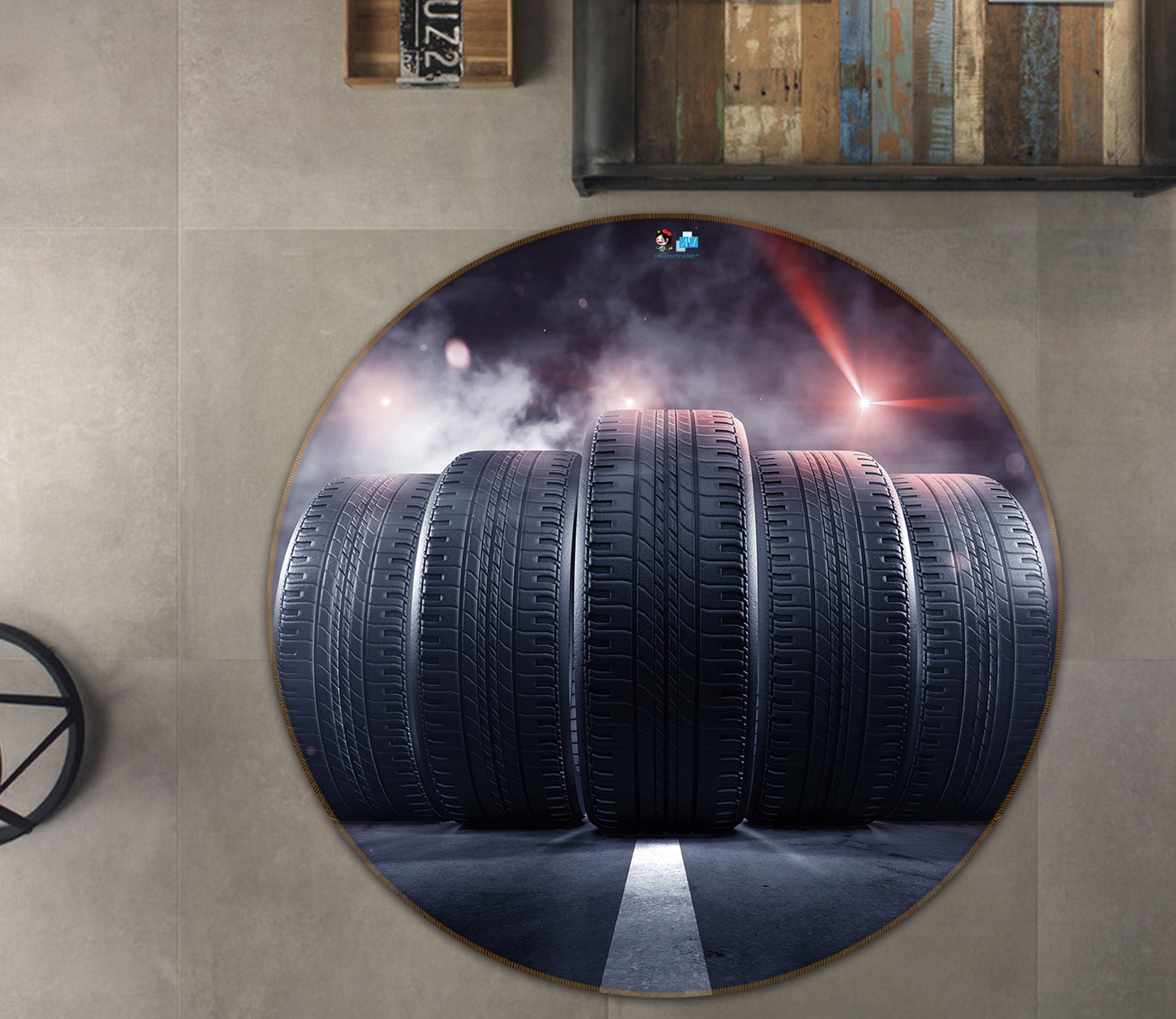 3D Tires 74174 Round Non Slip Rug Mat