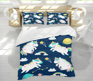 3D Black Background Unicorn 61044 Bed Pillowcases Quilt