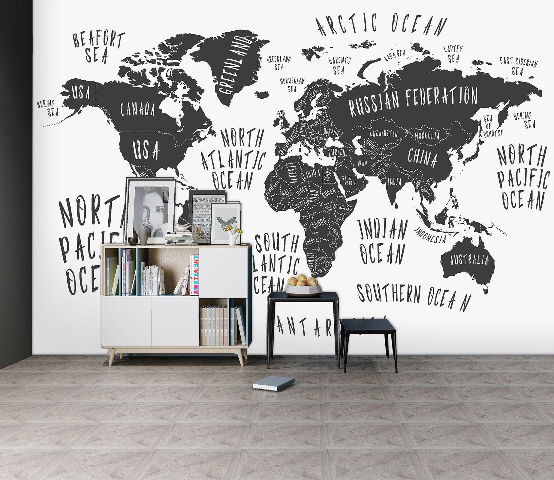 3D Black Pattern 2136 World Map Wall Murals Wallpaper AJ Wallpaper 2 