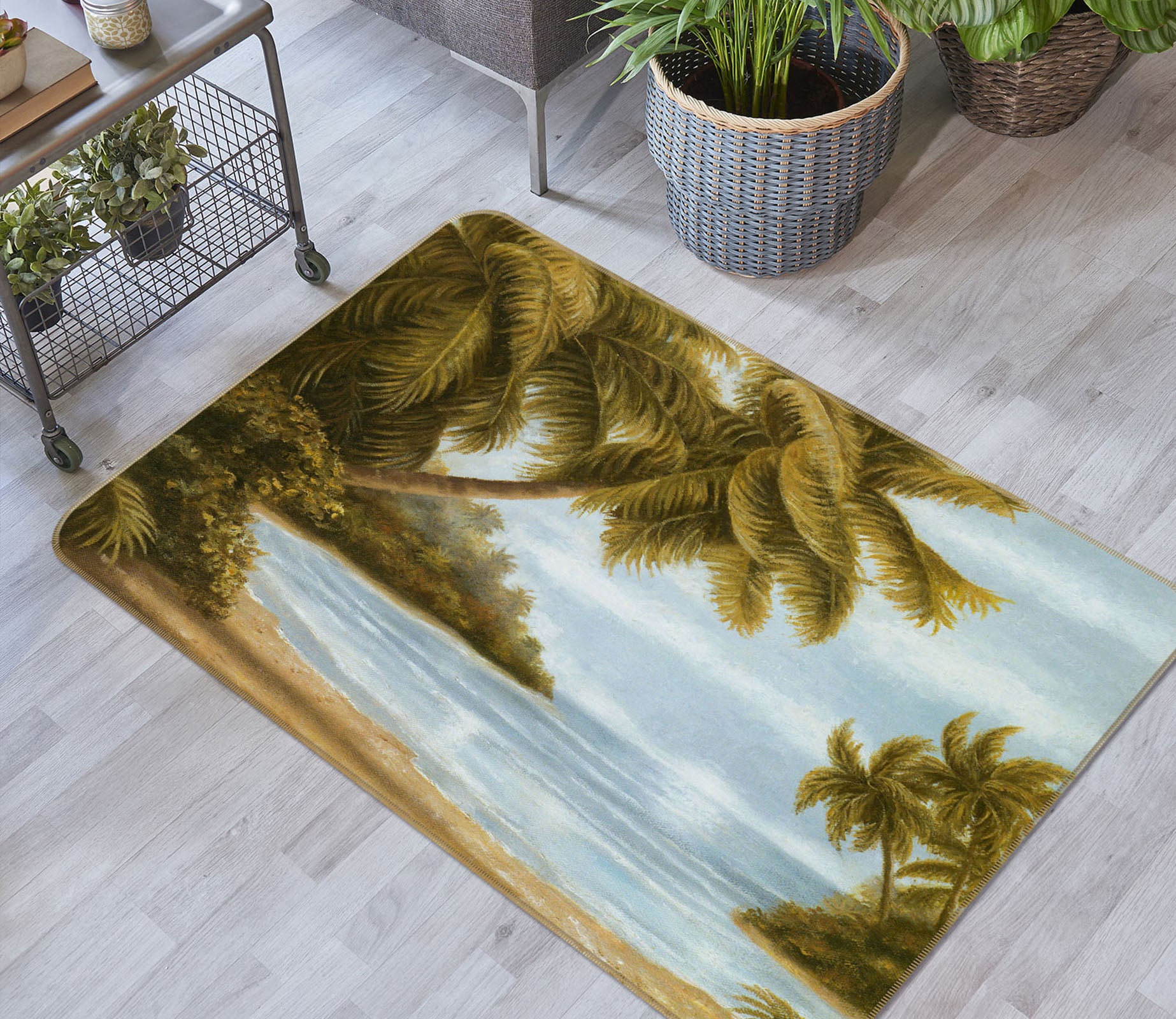 3D Seaside Coconut Tree 32027 Non Slip Rug Mat