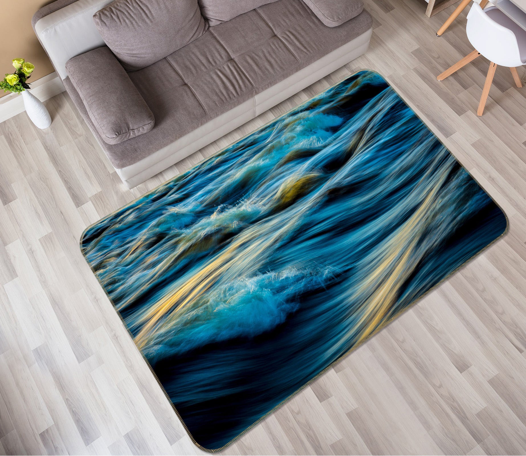 3D Sea Waves 65105 Non Slip Rug Mat