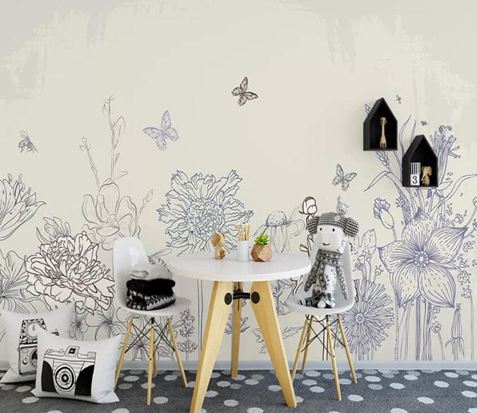 3D Flower Butterfly 1948 Wall Murals Wallpaper AJ Wallpaper 2 