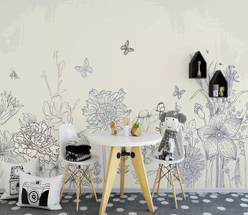 3D Flower Butterfly 1948 Wall Murals Wallpaper AJ Wallpaper 2 