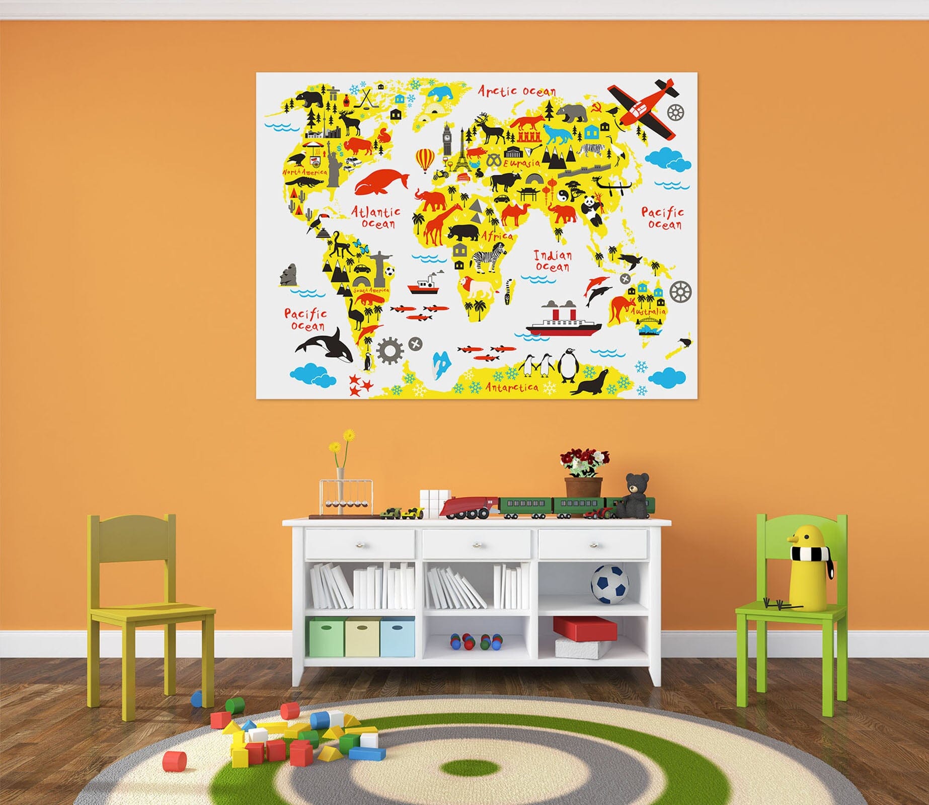 3D Color Pattern 205 World Map Wall Sticker Wallpaper AJ Wallpaper 2 