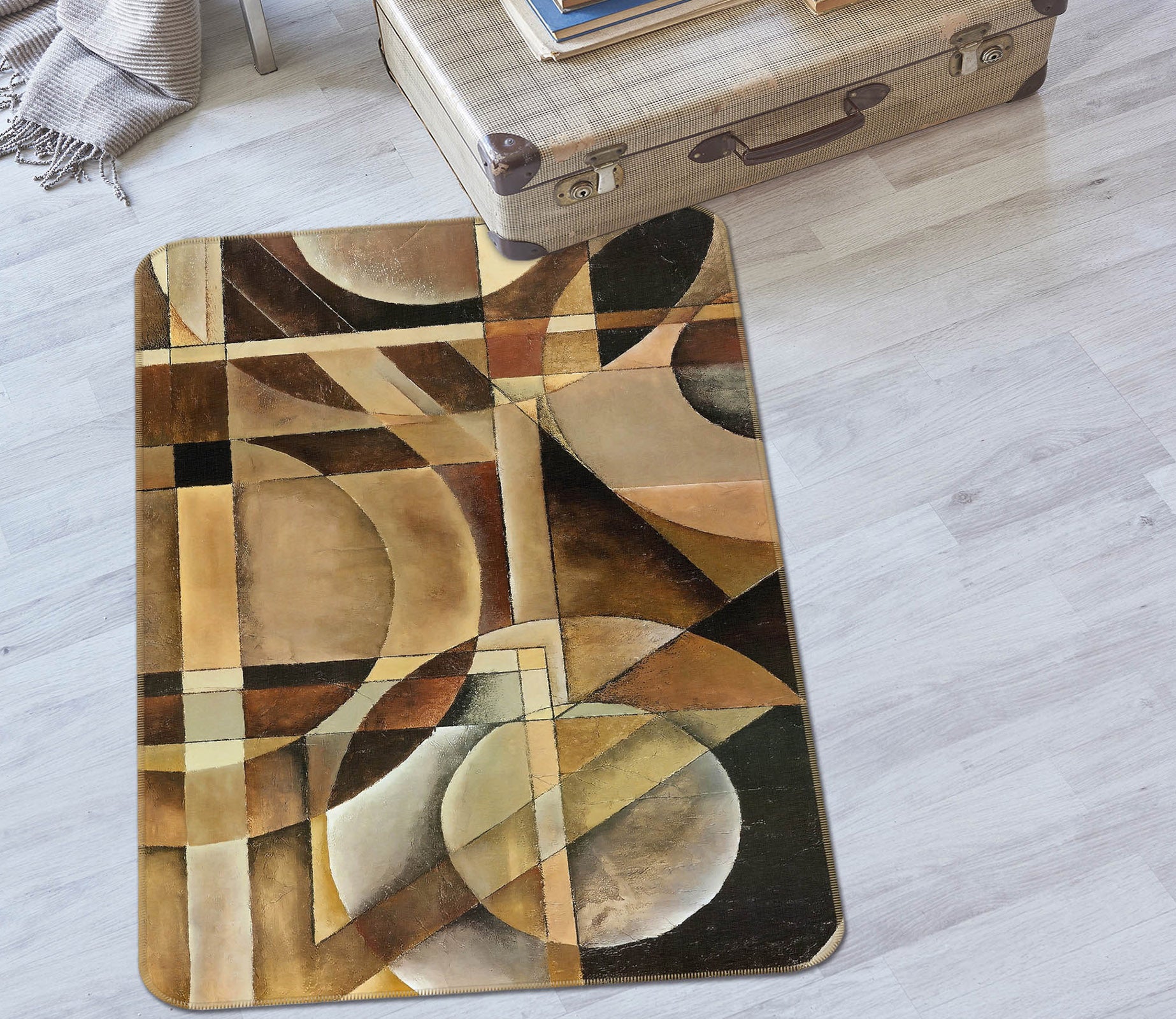 3D Brown Pattern 65043 Non Slip Rug Mat