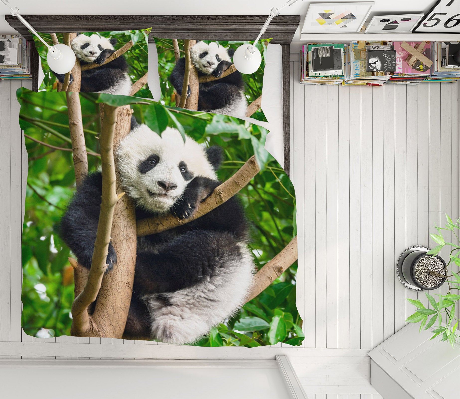 3D Panda Tree 63168 Bed Pillowcases Quilt