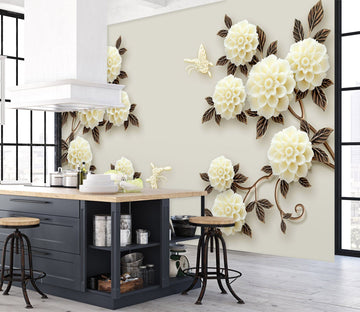 3D White Flowers 1535 Wall Murals Wallpaper AJ Wallpaper 2 