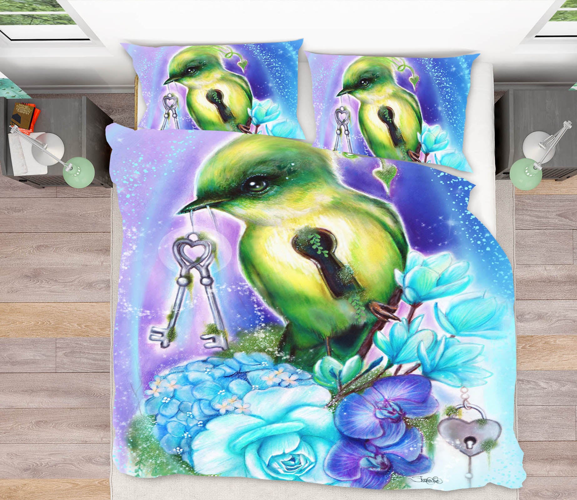 3D Green Bird Key 8630 Sheena Pike Bedding Bed Pillowcases Quilt Cover Duvet Cover