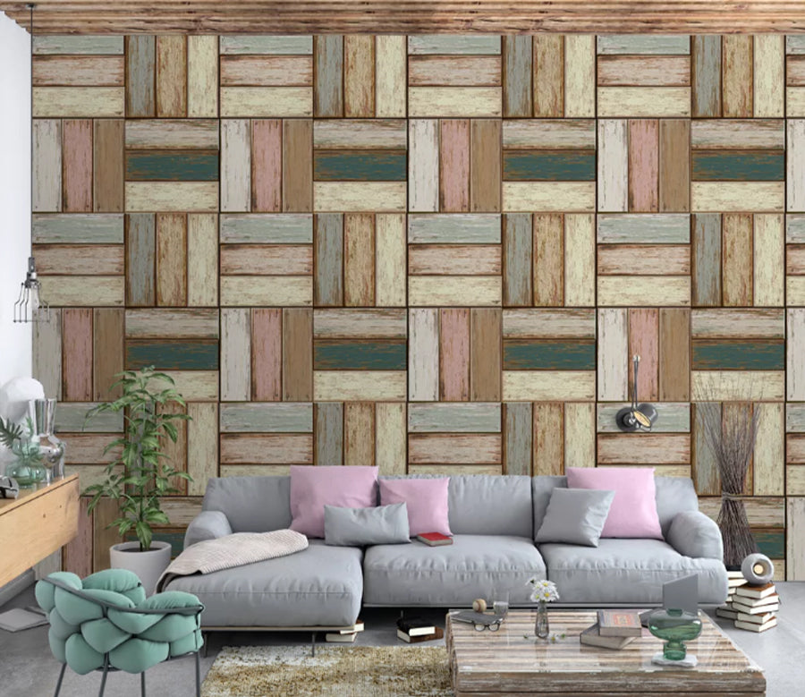 3D Square Wood WC2408 Wall Murals