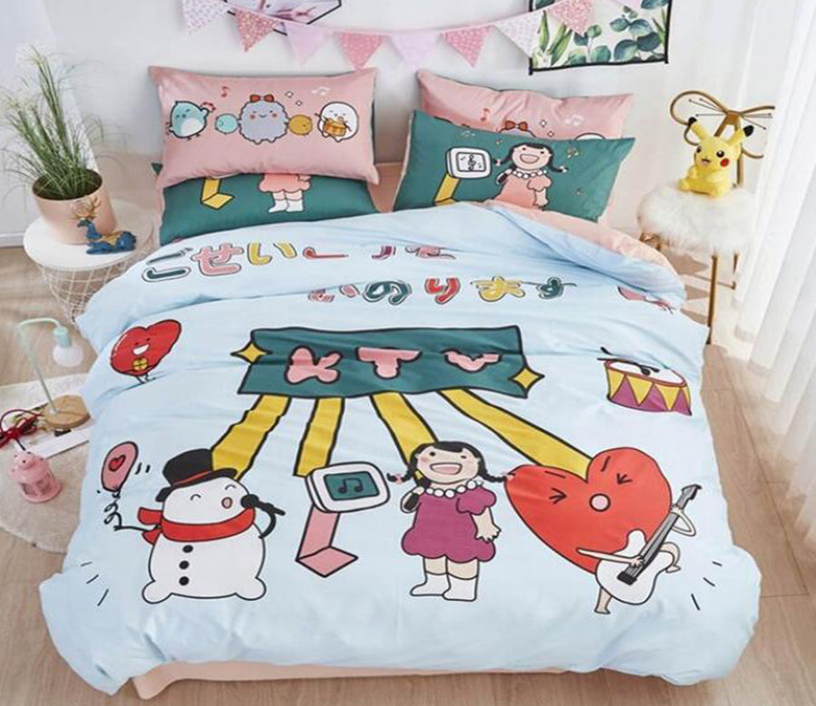 3D Snowman Girl Love 5045 Bed Pillowcases Quilt