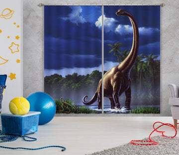 3D Long Necked Dragon 055 Jerry LoFaro Curtain Curtains Drapes Curtains AJ Creativity Home 