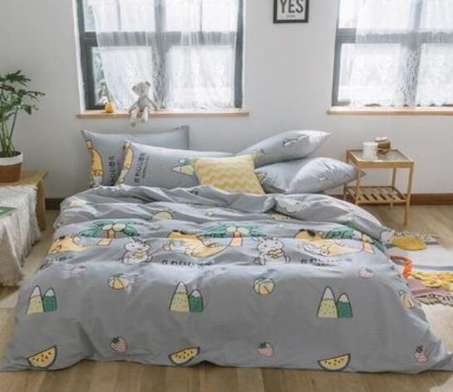 3D Grey Bottom Fruit Critter 15015 Bed Pillowcases Quilt