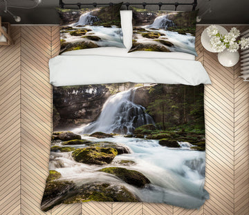 3D Waterfall Stone 15112 Bed Pillowcases Quilt